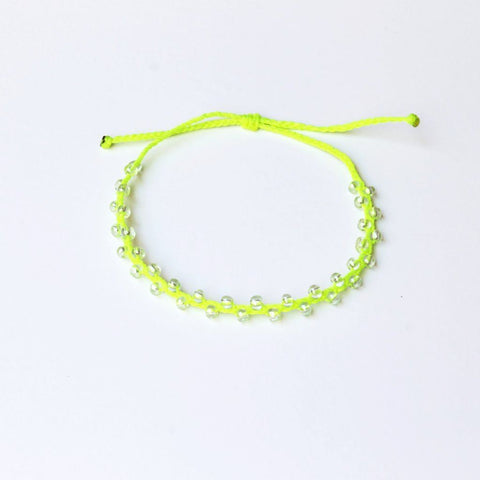 Neon Lime Bubble Seed Beads Anklet