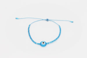 Evil Eye tiny seed beads blue