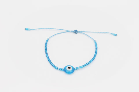 Evil Eye tiny seed beads blue