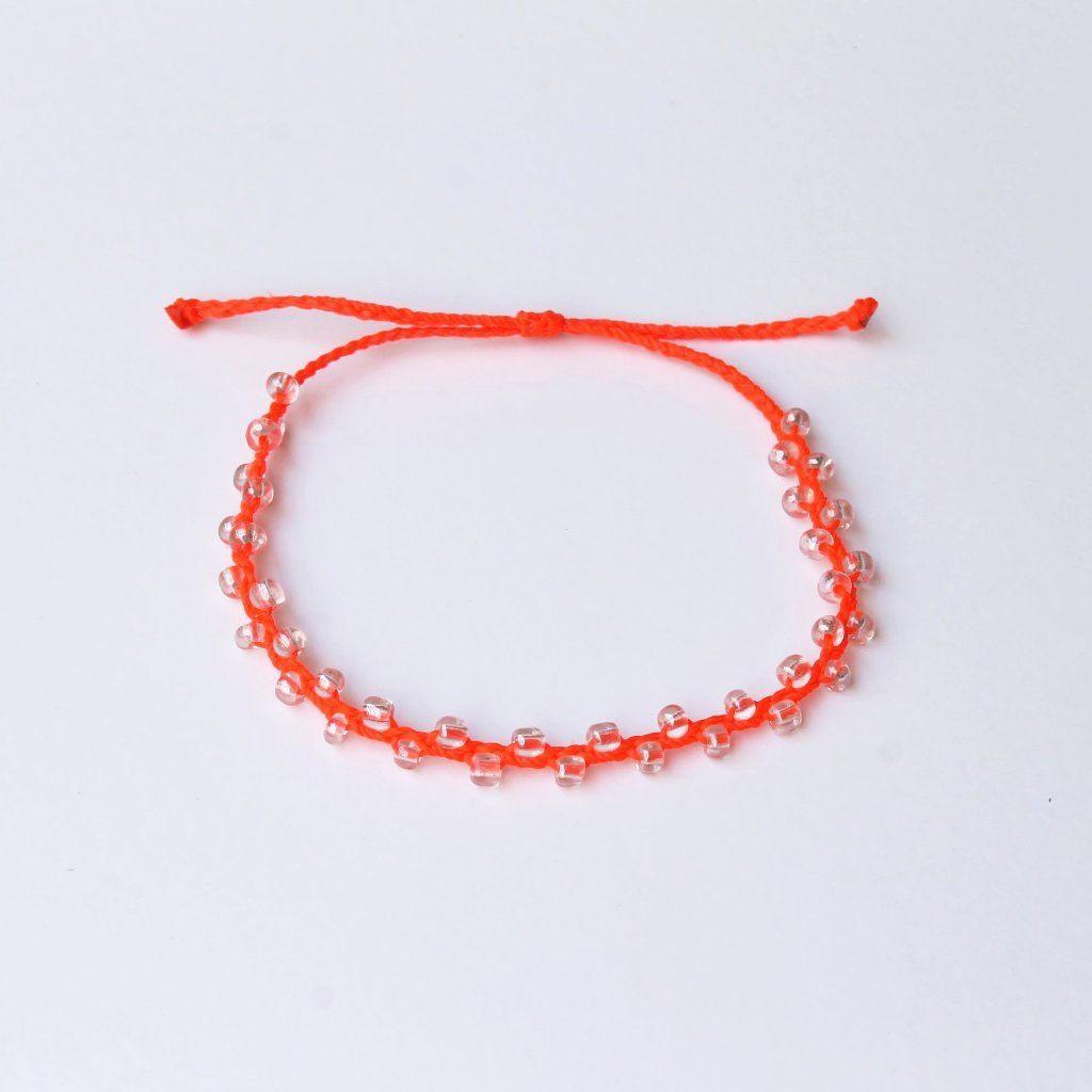 Neon Red Bubble Seed Beads Anklet