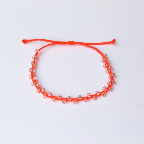 Neon Red Bubble Seed Beads Anklet