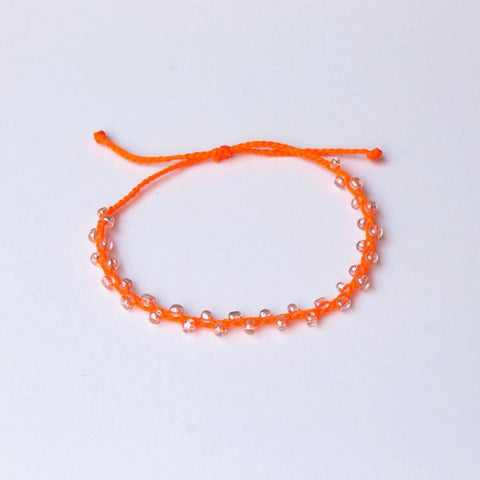 Neon Orange Bubble Seed Beads Anklet