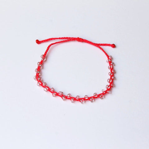 Neon Pink Bubble Seed Beads Anklet