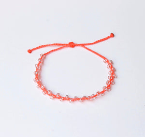Neon Salmon Bubble Seed Beads Anklet