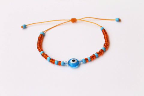3ain Zar2a Orange Glass Seed Beads Bracelet